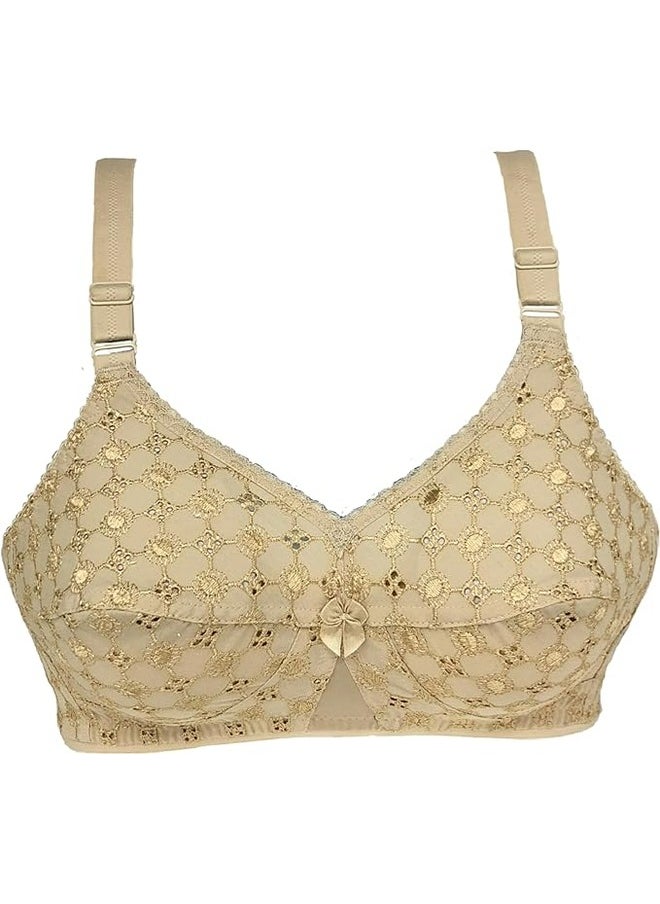 Love Bell Love Bell Womens Bra with Embroidery Double Layered Non Padded Everyday Lovebell Bra for Ladies  - Image 1