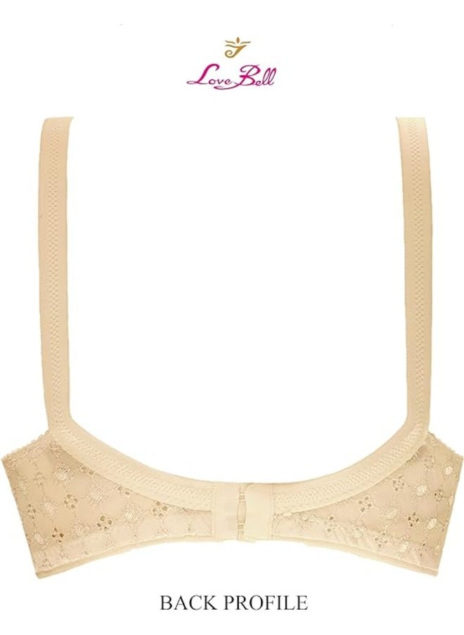 Love Bell Love Bell Womens Bra with Embroidery Double Layered Non Padded Everyday Lovebell Bra for Ladies  - Image 3