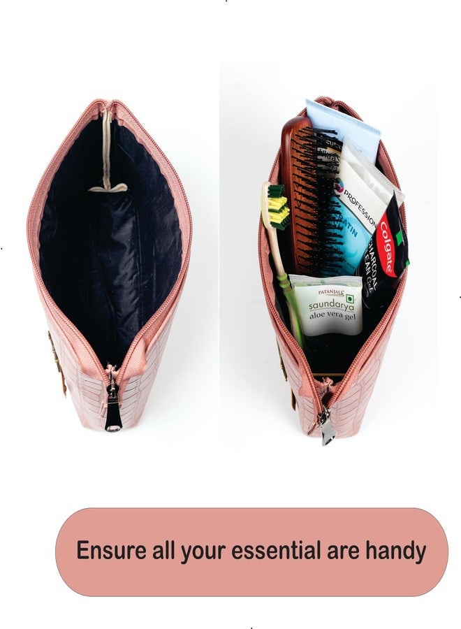 Aica Personalized Name & Charm Cosmetic Pouch Bag for Women| Makeup Toiletry Medicine Pouch Bag Organizer Box for Women| Customized Gifts for Women Wife| Multipurpose Travel Pouch (NudePink) - Image 4