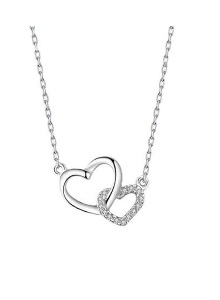Goolsky Silver Interlocking Heart Necklace – Dainty Zircon Pendant Choker for Women | Romantic Gift for Her  - Image 3