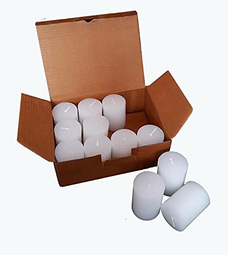 Stone & Feather (Winsome Decorative), Small White Pillar Candle Unscented, Pack of 12, Size 1.5x2 inch (Paraffin Wax) Long Burning time 8 Hours for Party and Event Decoration. - Image 5