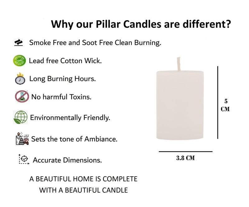 Stone & Feather (Winsome Decorative), Small White Pillar Candle Unscented, Pack of 12, Size 1.5x2 inch (Paraffin Wax) Long Burning time 8 Hours for Party and Event Decoration. - Image 3