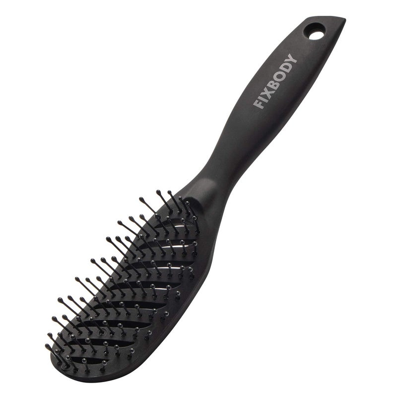 FIXBODY Curved Vent Hair Brush for Blow Drying Styling and Solon Detangling Hair Brush for Short Thick Tangles Hair Both Men and Women Black