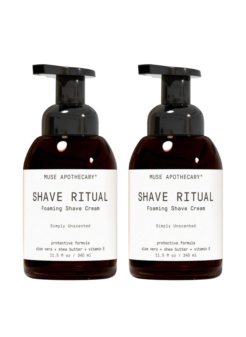 Muse Apothecary Muse Apothecary Foaming Shave Ritual  Natural Shaving Cream Sensitive Skin  Womens Shaving Cream Mens Shave Cream  Protective Formula Aloe Vera  Shea Butter  Vitamin E  Simply Unscented 115oz 