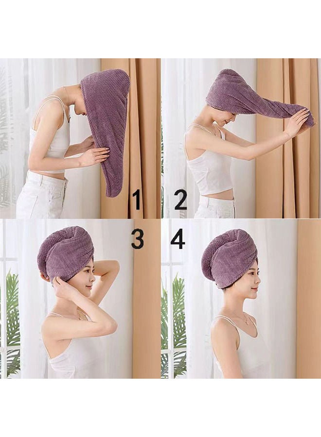 2 عبوة ملفوف منشفة الشعر ، منشفة تجفيف الشعر مع زر ، منشفة شعر ميكروفيات ، قبعة شعر جافة ، غطاء شعر حمام (وردي وأرجواني عميق) - Image 4