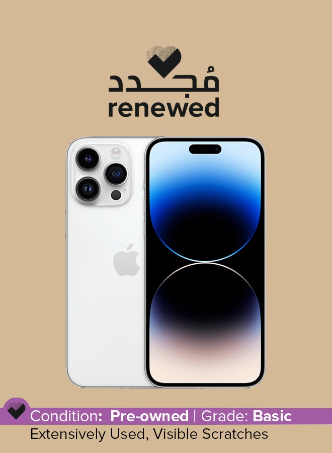 ابل  تم تجديده - آيفون 14 برو ماكس 256 جيجا فضي 5G مع فيس تايم - Image 1