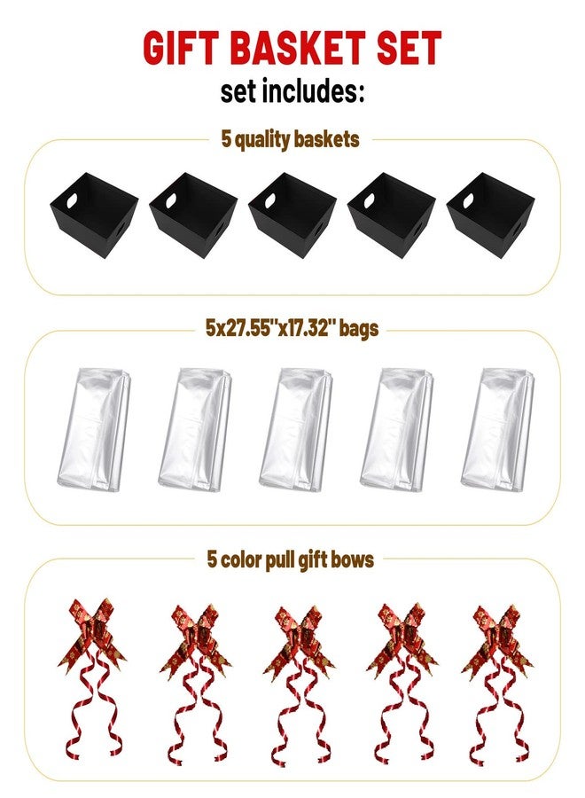 mioule Baskets for Gifts Empty - Gift Baskets Empty To Fill Kit - Black Basket Cardboard To Fill Bulk 5 Pack for Holiday, Birthday, Christmas, Valentines Day and Any Occasion - Image 4