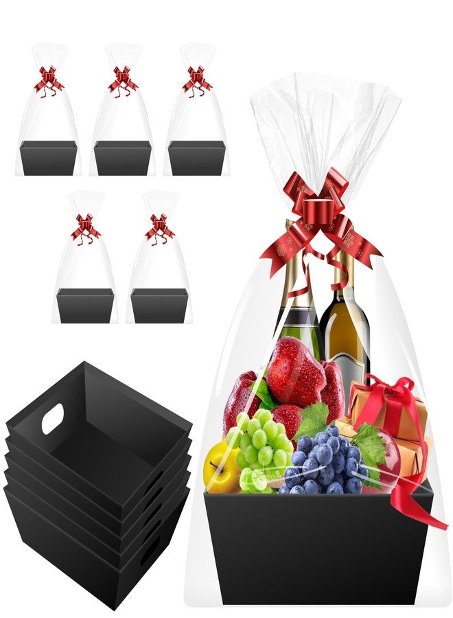 mioule Baskets for Gifts Empty - Gift Baskets Empty To Fill Kit - Black Basket Cardboard To Fill Bulk 5 Pack for Holiday, Birthday, Christmas, Valentines Day and Any Occasion - Image 1