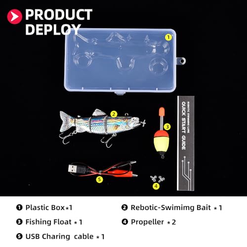 watalure Robotic Swimming Fishing Electric Lures 5.12" USB Rechargeable LED Light Wobbler Multi Jointed Swimbaits Hard Lures Fishing Tackle (Hybrid Striped Shad Specialty) - Image 5
