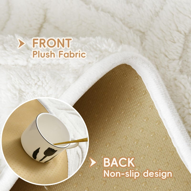 Arfntevss Couch Cover for Dogs Plush Washable Sofa Covers for 3 Cushion Couch Pet Friendly Fuzzy Sofa Slipcover 3 Seat Anti-Slip Boho Sectional Furniture Protector (Jacquard Plush Cream, 35.5" x 71") - Image 4
