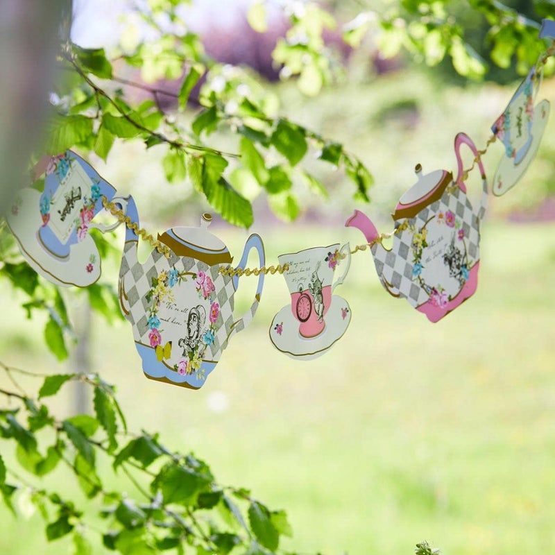 Talking Tables Alice in Wonderland Teapot Bunting Garland 13ft - Themed Decoration For Mad Hatter Tea Party, Birthday, Afternoon Tea, Baby Shower, Mother's Day, Garden - Image 3