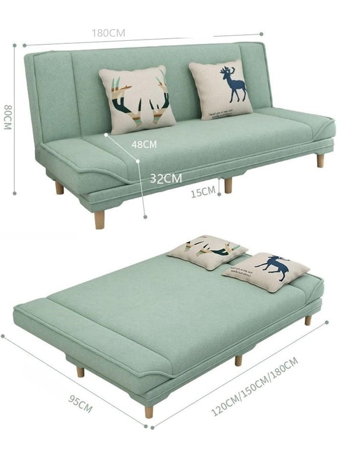 Poppins HOME Modern Sofa Bed with Tufted Cushions, Wooden Legs (Orange) - Image 2