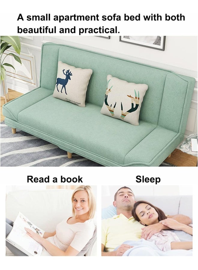 Poppins HOME Modern Sofa Bed with Tufted Cushions, Wooden Legs (Orange) - Image 3