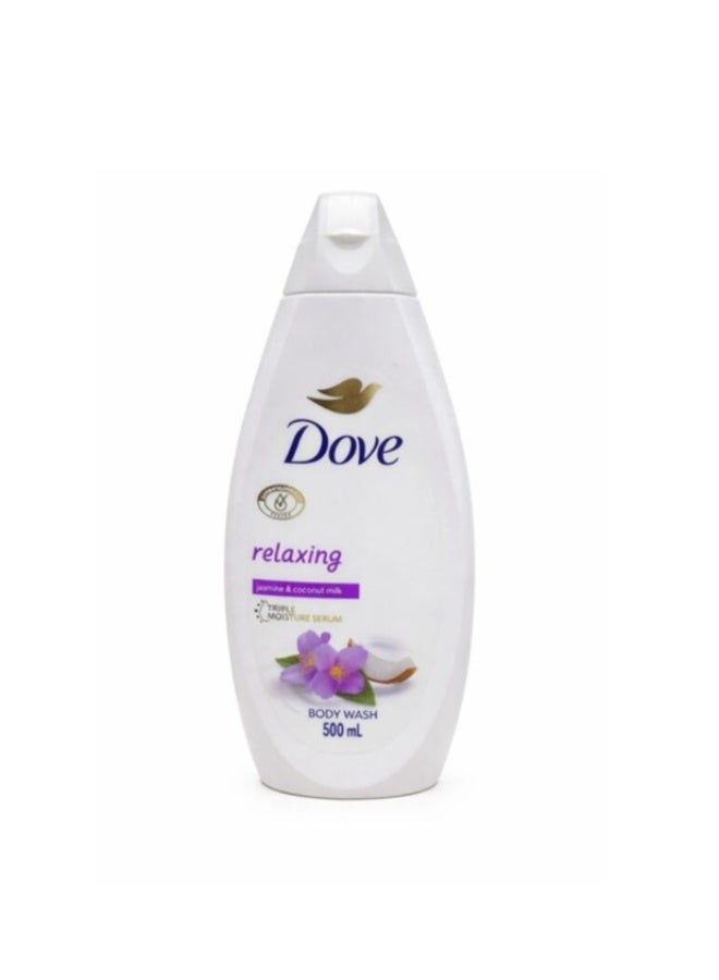 Dove Relaxing Jasmine & Coconut Milk Body Wash 500ml | Triple Moisture Serum | Gentle Cleansing & Deep Hydration | Soft, Smooth & Refreshed Skin