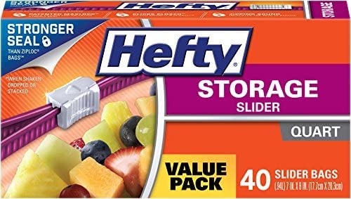 Hefty Slider Storage Bags Quart 40 Count