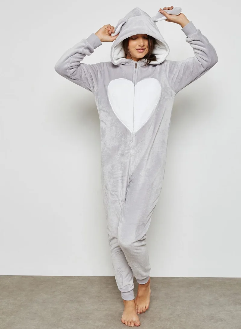 LIPSY Heart Velour Onesie