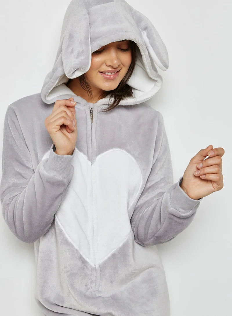 LIPSY Heart Velour Onesie