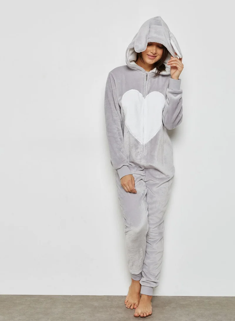 LIPSY Heart Velour Onesie