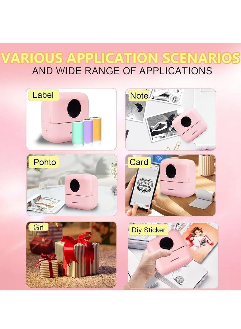 Kidle Thermal Mini Printer,Bluetooth Printer for Phone, Wireless Label Printer with Tape，Compatible with iOS&Android Printer X5 powder+5 stickers+5 regular paper+3 colored paper+6 colored pens+1 sticker - Image 4