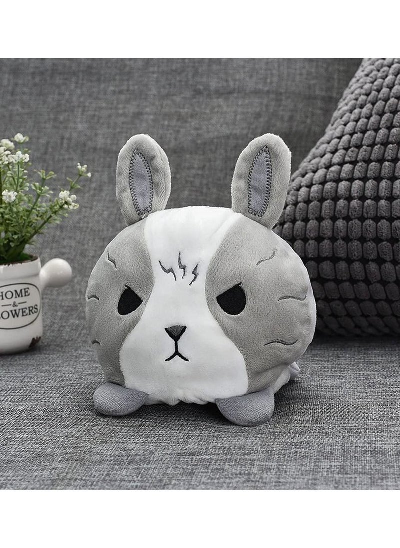 Reversible Grey Babbit Plushie, SYOSI Stuffed Animal Mood Plush Double Sided Flip Show Your 13X12X10CM (Grey Rabbit)