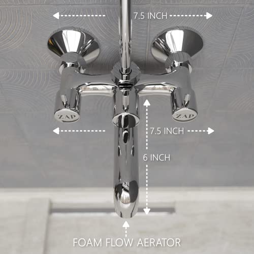 ZAP Elixir 2-in-1 Full Brass Wall Mixer Tap with Overhead Shower Provision & Long Bend Pipe | Chrome Plated Bathroom Mixer | Premium Wall Mounted Bath Fitting - Image 5