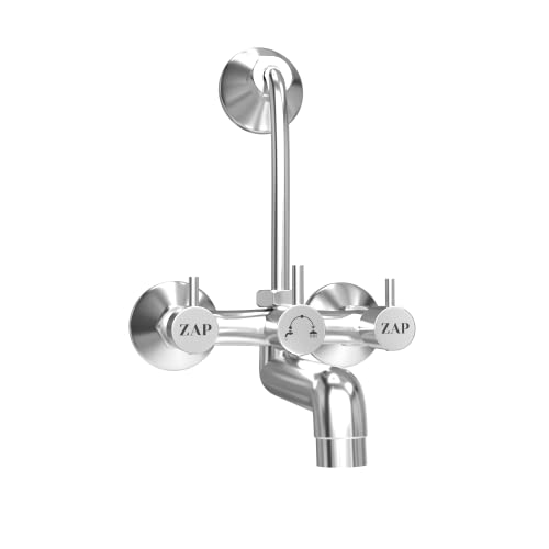 ZAP Elixir 2-in-1 Full Brass Wall Mixer Tap with Overhead Shower Provision & Long Bend Pipe | Chrome Plated Bathroom Mixer | Premium Wall Mounted Bath Fitting - Image 1