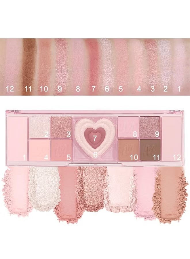 Miss Lara 12 Colors Nude Natural Pink Matte Shimmer Eyeshadow Palette for Eye Makeup,High Pigmented Brown Eye Shadow Primers Powder (#02) - Image 5