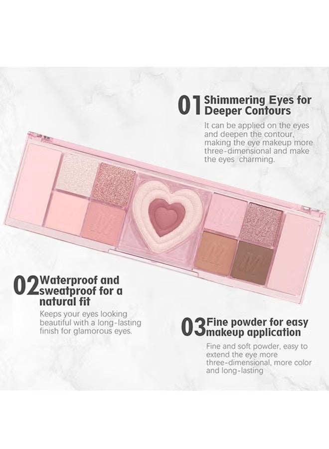 Miss Lara 12 Colors Nude Natural Pink Matte Shimmer Eyeshadow Palette for Eye Makeup,High Pigmented Brown Eye Shadow Primers Powder (#02) - Image 3