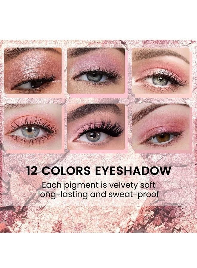 Miss Lara 12 Colors Nude Natural Pink Matte Shimmer Eyeshadow Palette for Eye Makeup,High Pigmented Brown Eye Shadow Primers Powder (#02) - Image 2