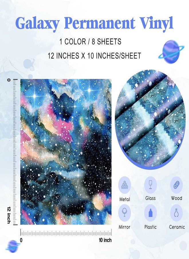 Tintnut Galaxy Permanent Vinyl - 8 Sheets 12"x10" Permanent Adhesive Vinyl Sheets Watercolor Water Proofing Self Sticker for Home Decor DIY - Image 2