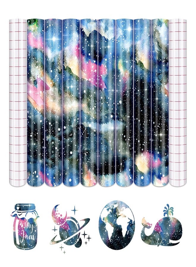 Tintnut Galaxy Permanent Vinyl - 8 Sheets 12"x10" Permanent Adhesive Vinyl Sheets Watercolor Water Proofing Self Sticker for Home Decor DIY - Image 1