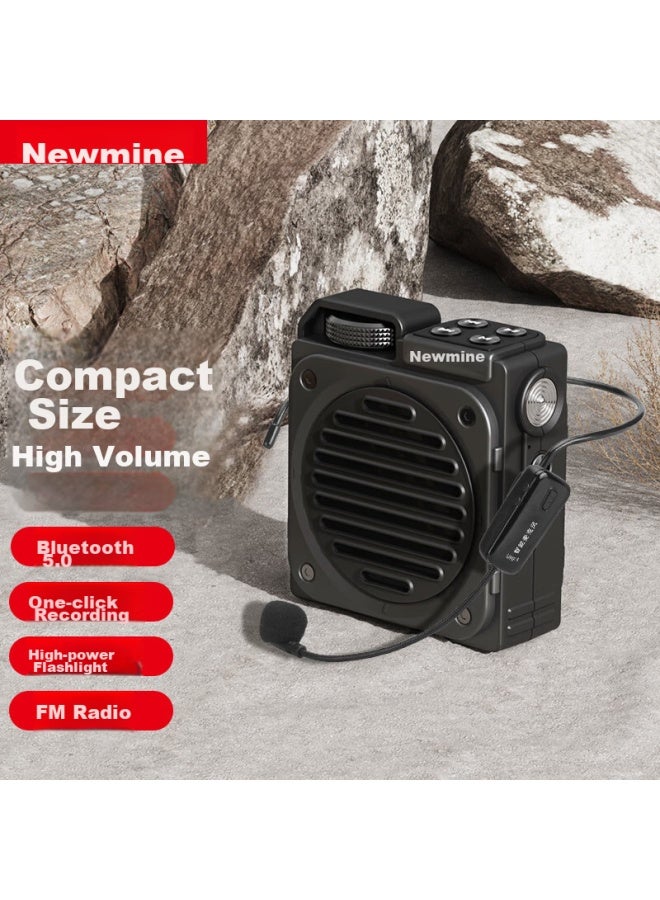 Newmine Ms13 Little Bee Wireless Amplifier, Teacher-specific Loudspeaker, Tour Guide Waist-mounted Bluetooth Speaker, Mini Portable Promotional Lecturing Teaching Megaphone, High Volume, Black - Image 1