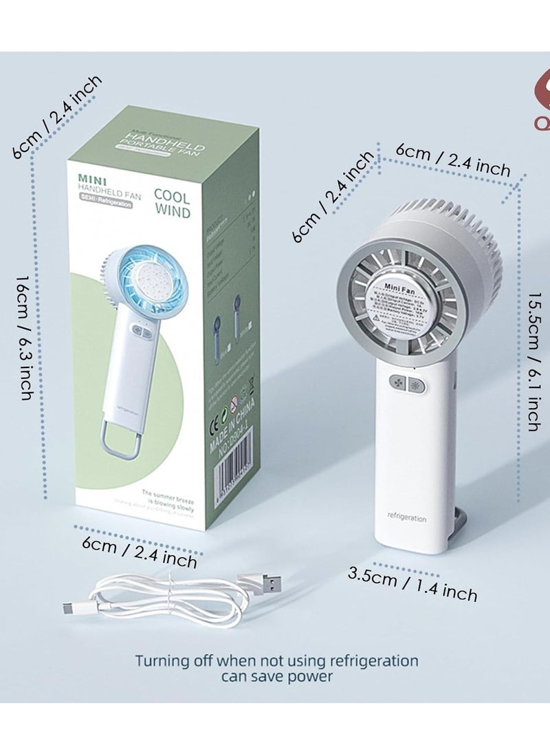 QHQ Ice Cooling Handheld Fan, 3s Instant Cool Down Refrigerating Ice Rubbing Pad, Portable Mini Air Conditioner Fan