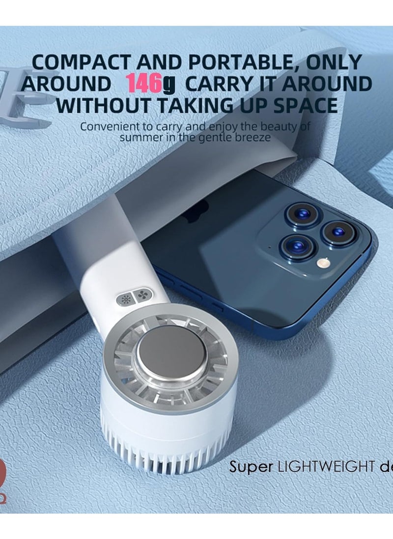 QHQ Ice Cooling Handheld Fan, 3s Instant Cool Down Refrigerating Ice Rubbing Pad, Portable Mini Air Conditioner Fan