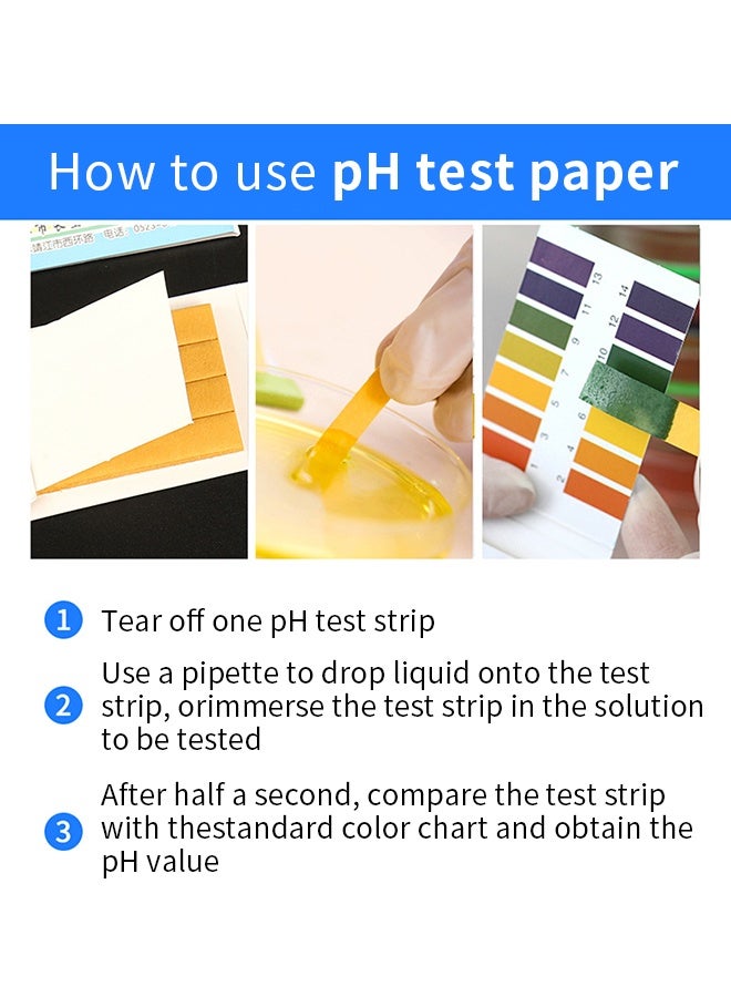 pH test strips, 80 sheets per book, universal pH test strips ranging from 1-14, litmus paper, pH balance test strips for water, saliva, urine, and soil testing - Image 4