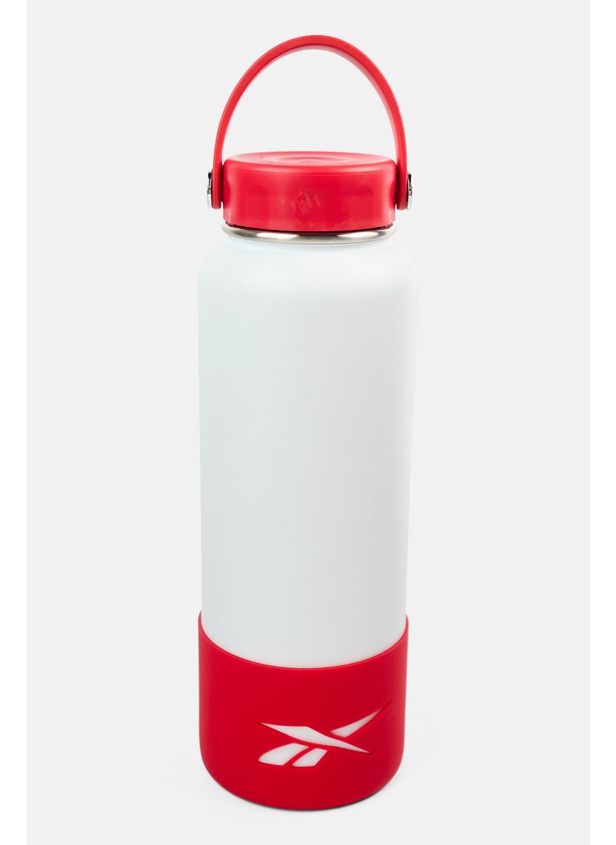 Reebok Stainless Steel Outdoor Handle Water Bottle 1183 ml, White/Red  - Image 1