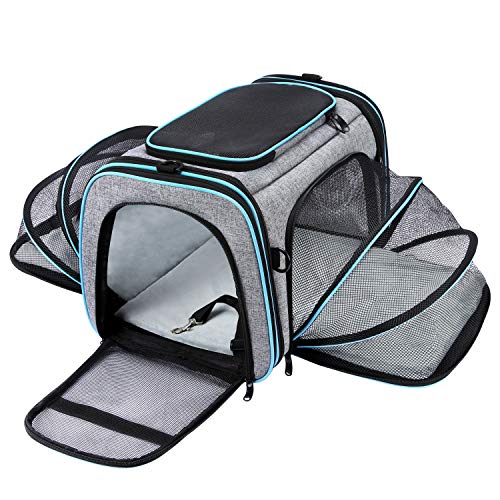 MASKEYON Airline Approved Pet Carrier, Large Soft Sided Pet Travel TSA Carrier 4 Sides Expandable Cat Collapsible Carriers with Removable Fleece Pad and Pockets for Cats Dogs and Small Animals - Image 1