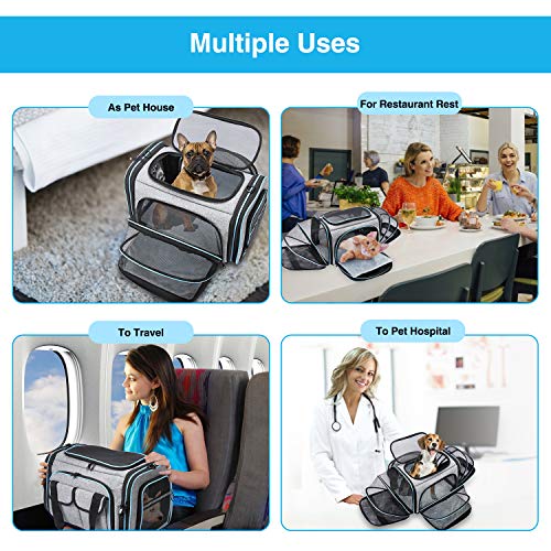 MASKEYON Airline Approved Pet Carrier, Large Soft Sided Pet Travel TSA Carrier 4 Sides Expandable Cat Collapsible Carriers with Removable Fleece Pad and Pockets for Cats Dogs and Small Animals - Image 3