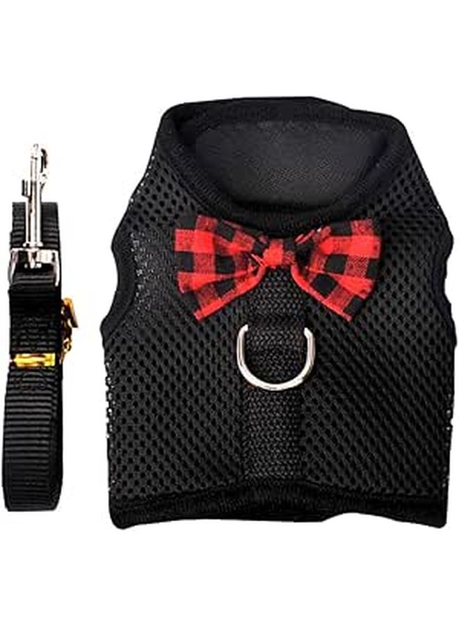 Small Animal Mesh Harness With Leash Dark M Size Adjustable For Rabbits Guinea Pigs - Image 1