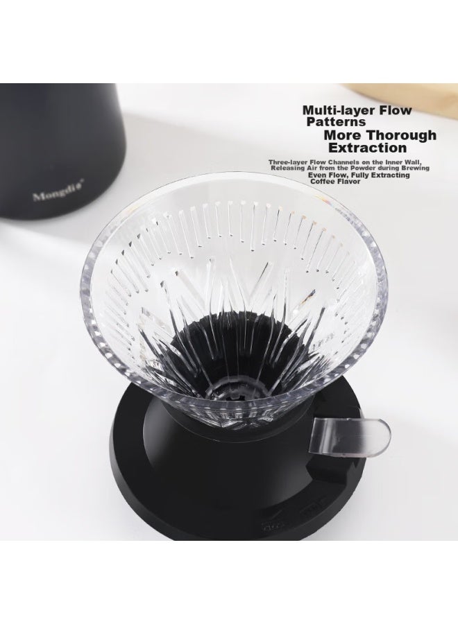 Mongdio Pour-over Coffee Smart Filter Cup V60 Drip Coffee Maker, Home Use Coffee Pot, Filter Mesh, Filter Funnel, Extraction V02 - Image 4