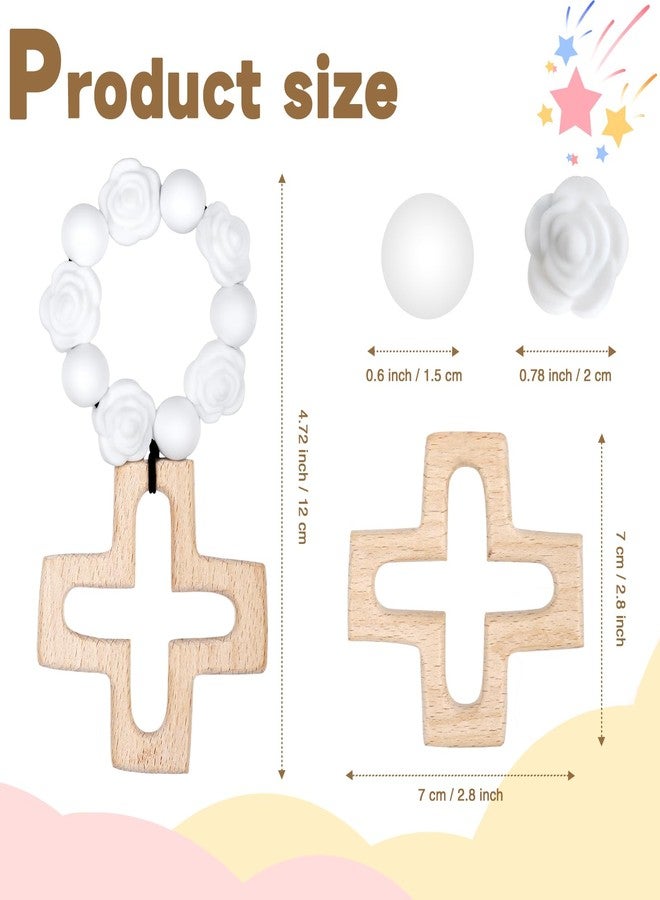 Sumalon Cross Baptism Silicone Rosary, First Communion Rosary Collection Shower Christian Communion Gifts, Ten Year Rosary Baptism Party Supply, Pure White - Image 3