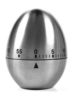 Egg Timer in Silver,  1 Pcs Mechanical Stainless Steel Kitchen Timer in Egg Countdown Shape Up to 60 Minutes for Boiling Eggs and More, Cooking Baking Bell Teeth Brushing Short Time Alarm