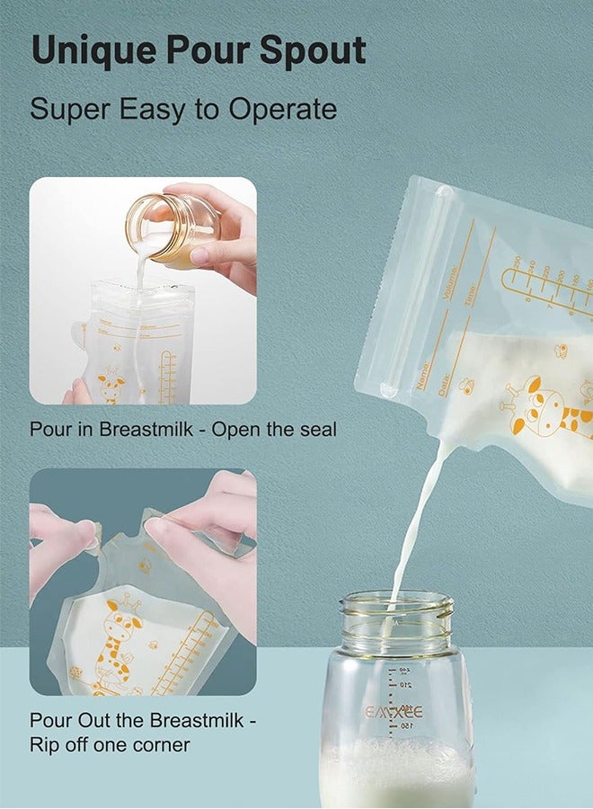 Sharpdo 30 Pieces Breastmilk Storage Bag, Disposable Milk Storage Bag for Breastfeeding, No-Leak Milk Freezer Storage Pouches, 200ml / 250ml  - Image 2