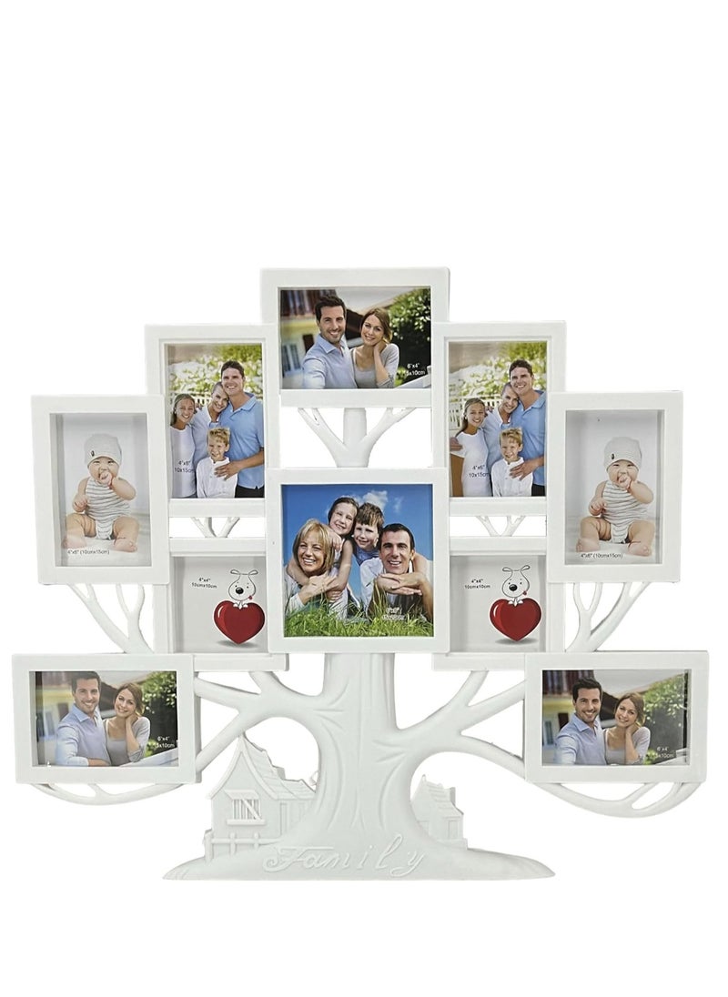 Decorhills - Plastic Family Tree Design Multi-Picture Collage Photo Frame – White Wall Mount Display Frame for Living Room, Hallway or Bedroom – 66x47.2cm Home Décor for Cherished Memories - Image 1