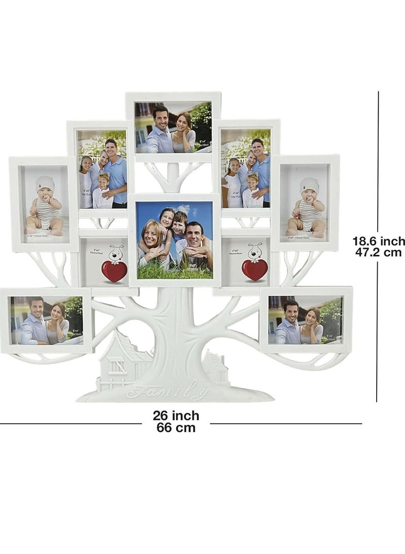Decorhills - Plastic Family Tree Design Multi-Picture Collage Photo Frame – White Wall Mount Display Frame for Living Room, Hallway or Bedroom – 66x47.2cm Home Décor for Cherished Memories - Image 1