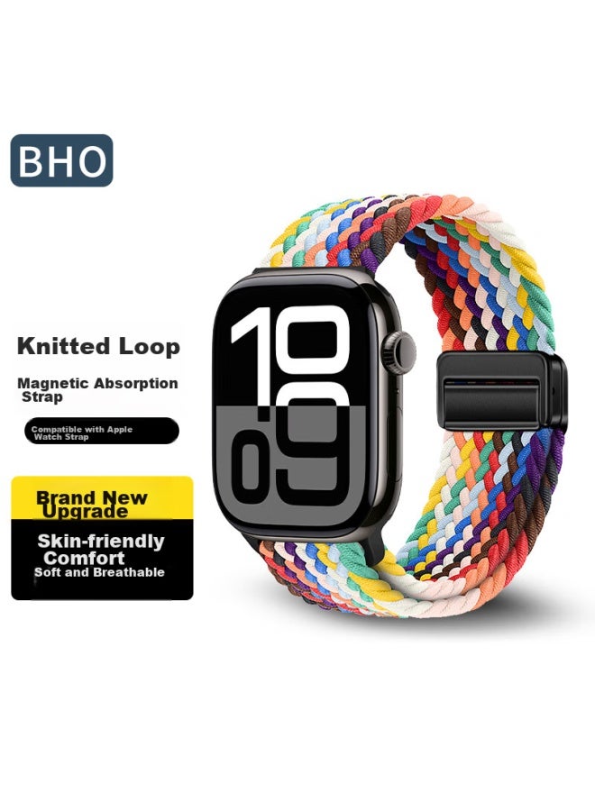 Bho Suitable For Apple Watch Band, Apple Watch S10/ultra2/s9/se Braided Loop Band, Iwatch S8/7/6/5/4 Nylon Magnetic Buckle Watch Strap - Image 1