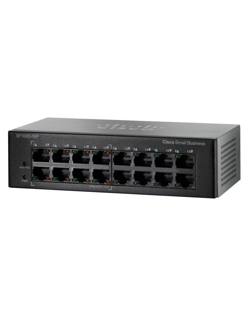 CISCO 16-Port Poe Desktop Switch Black - Image 1