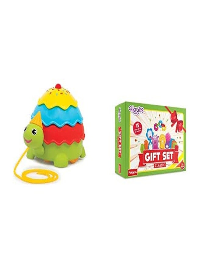 Giggles Silicone Ice Cream Turtle & Baby Gift Set - Teether, Rattles and Much More, Toddler - Image 1