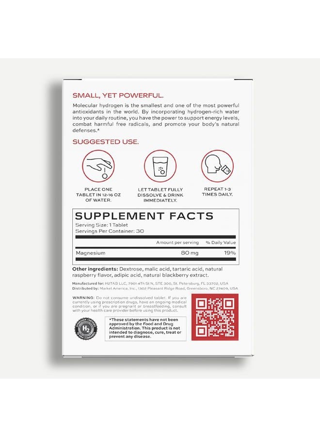H2TAB Molecular H2TAB Hydrogen Tablets with Magnesium -12 PPM Hydrogen Tablets for Drinking Water -Rich in Antioxidants, Supports Cellular Health, Recovery & Cognitive Function (30 Counts, Raspberry) - Image 2