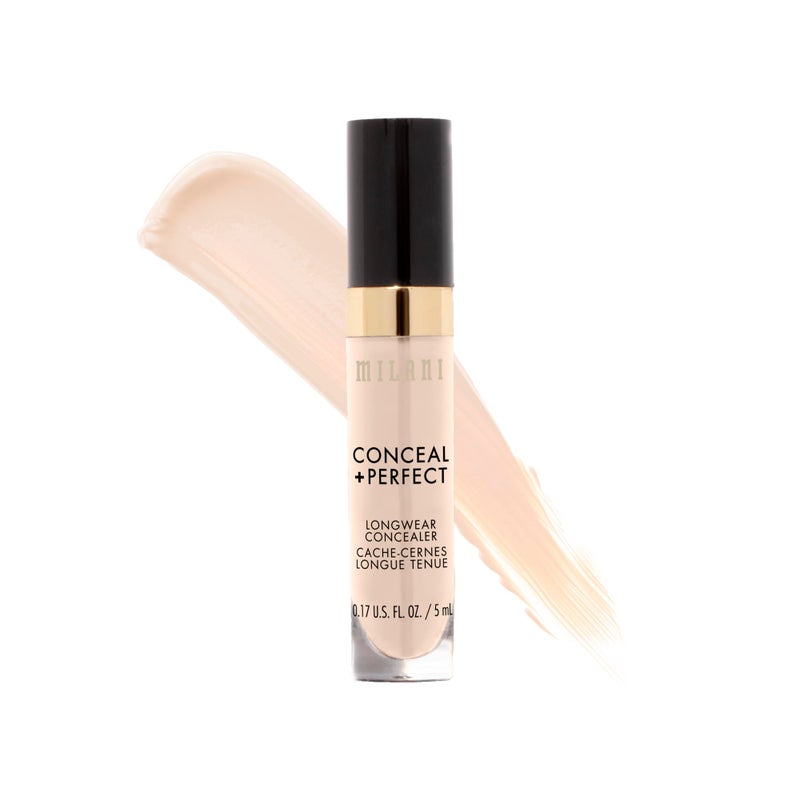 Milani Conceal + Perfect Longwear Concealer Full Coverage Infused with Hyaluronic Acid & Vitamin E, Cover Dark Circles, Blemishes & Skin Imperfections for Long-Lasting Wear - Pure Ivory - Image 1